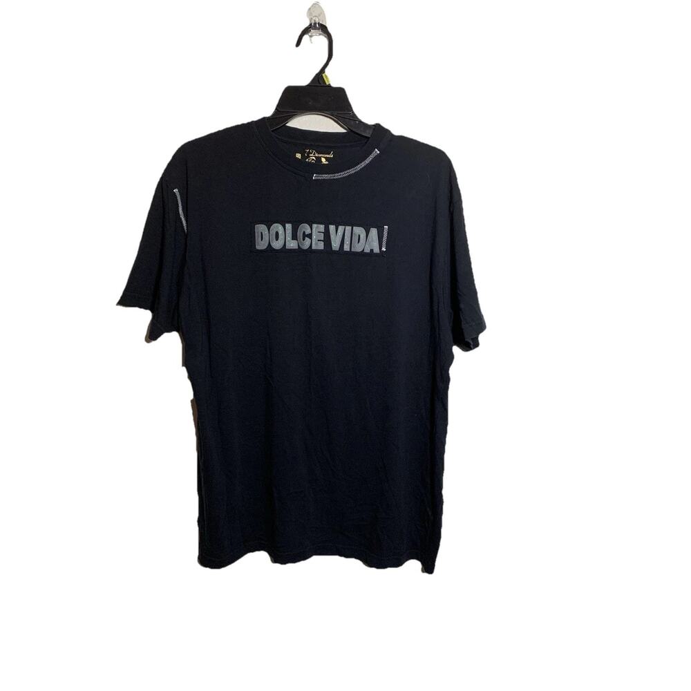 Dolce Vita Tee Men’s Xl Black Gold Tshirt Wings 7 Diamonds Cotton Graphic